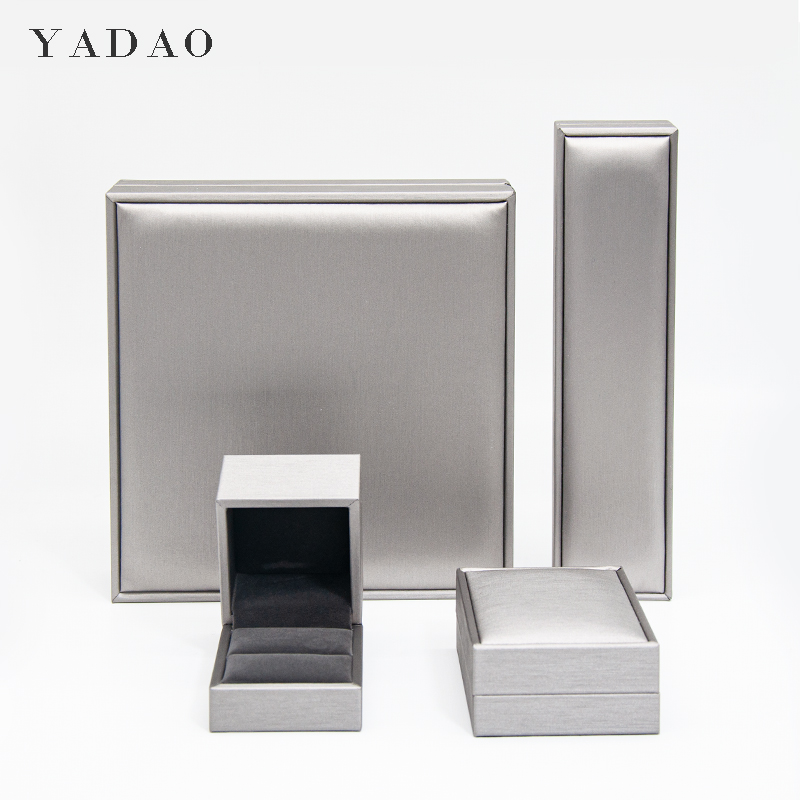 gray pu leather hot sell in stock jewelry ring box small quantity order wholesale