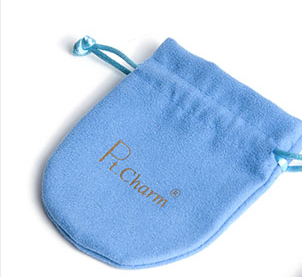 Baby Blue Portable Small Drawing Velvet Jewelry Bag With Cotton Rope Manufacturer