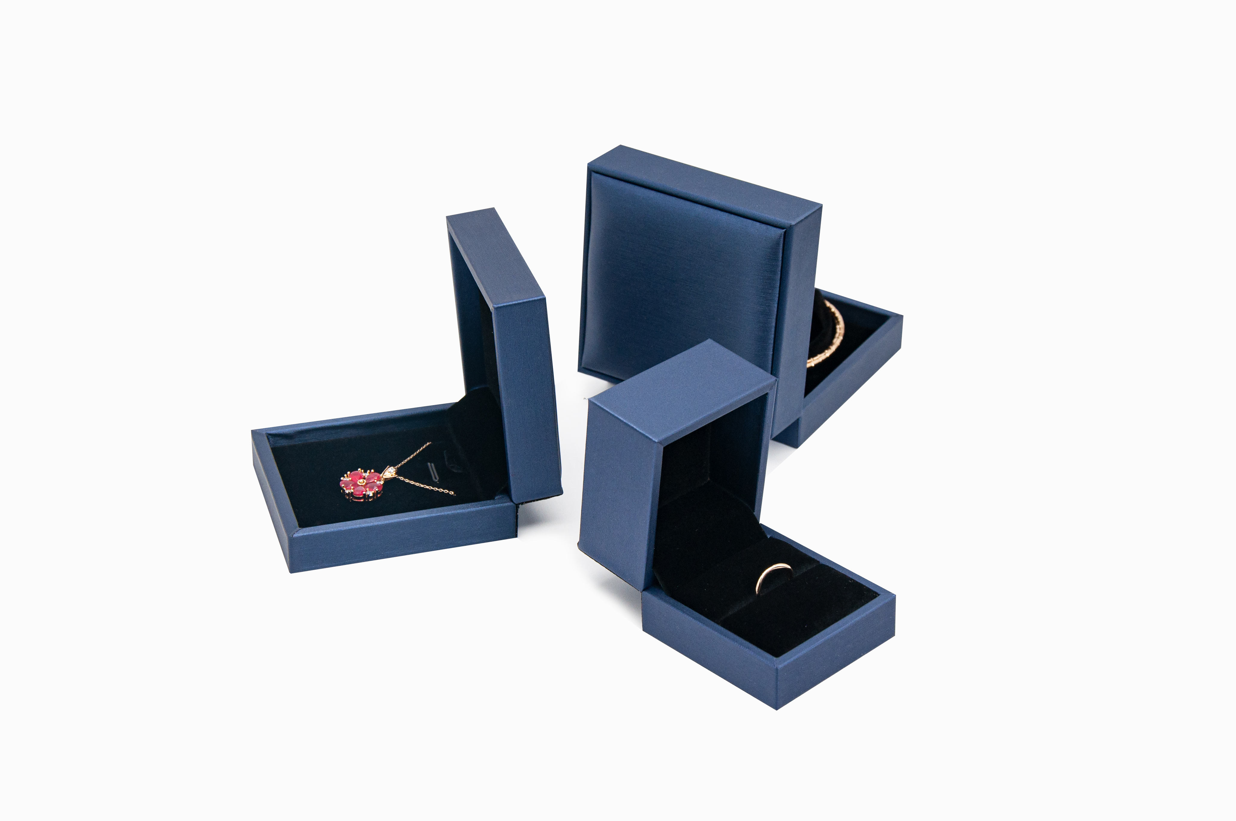 Unique classical blue and silver gray plastic jewelry box set wrapped in pu leather direct supplier