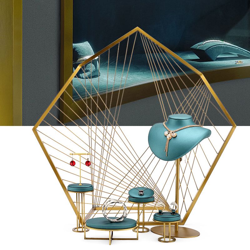 Geen luxueux présentoir à bijoux en cuir pu avec support en métal