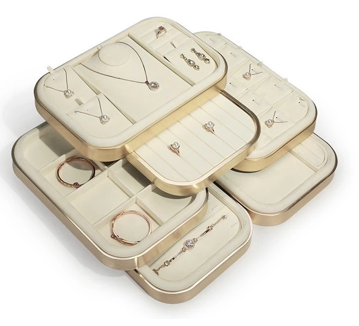 Plateau multifonctionnel pour bagues et boucles d'oreilles en métal, tampon en Microfibre