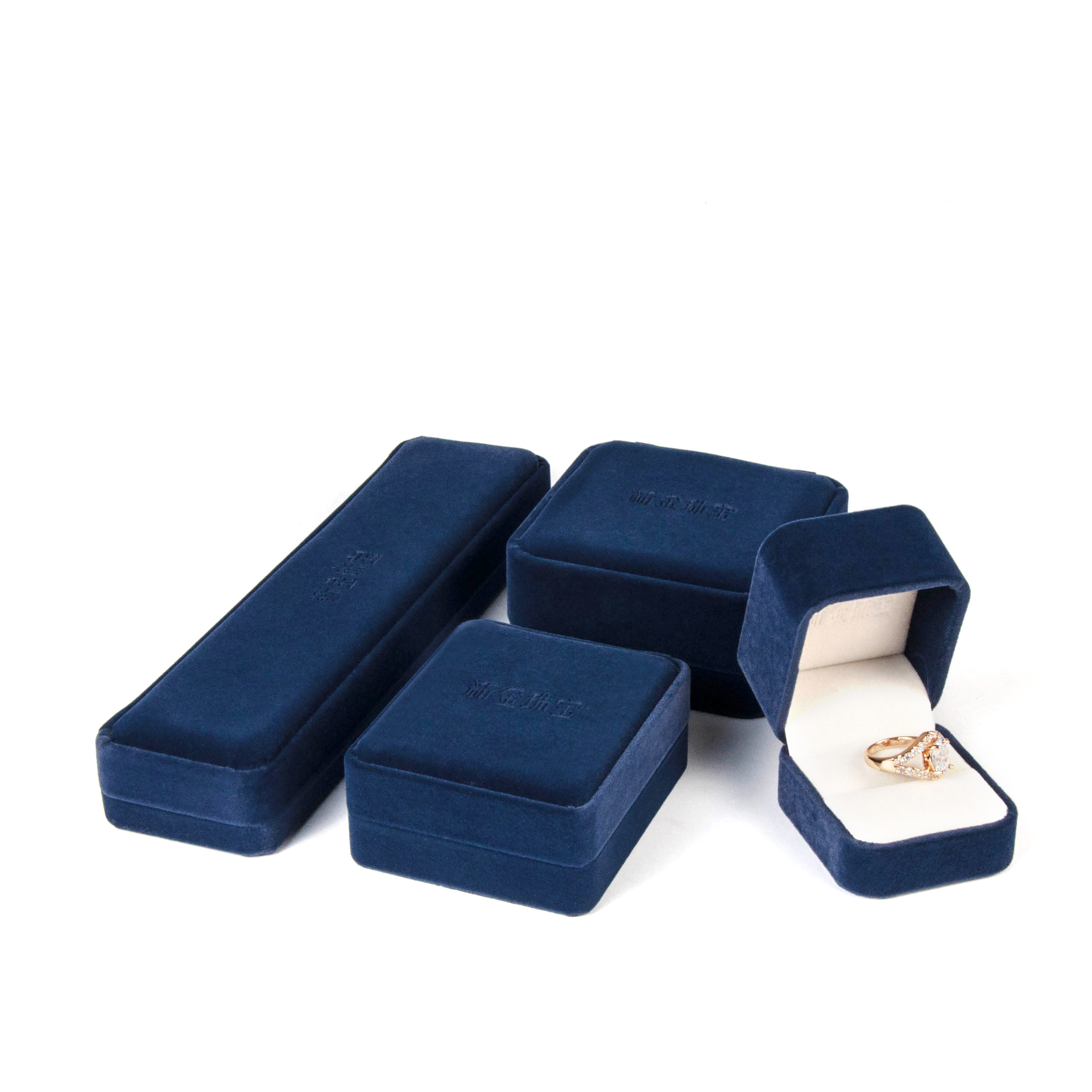 Boîte à bijoux en velours de luxe, nouvelle boîte à bagues, boucles d'oreilles personnalisées, boîte à Logo, emballage cadeau, vente en gros