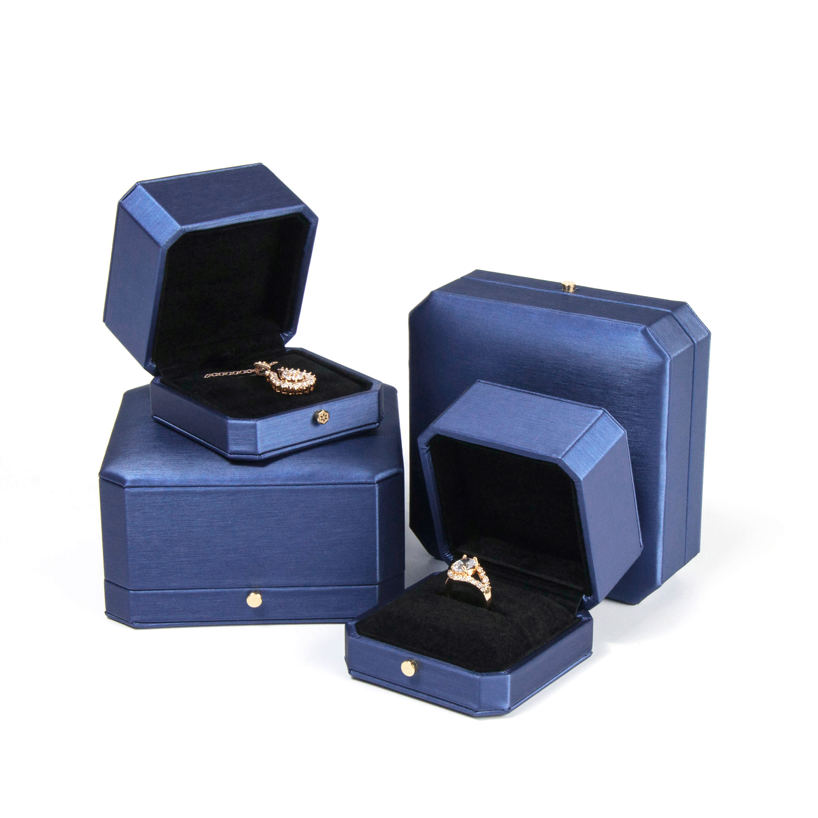 Luxury Octagonal Box Ring Earrings Necklace Pendant Box with Custom Logo Color