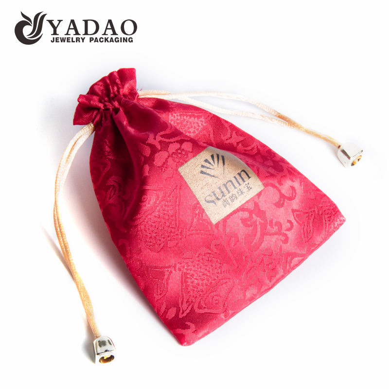 Cotton red pouch jewelry packaging bag with free customized logo color for jewelry gift packaging