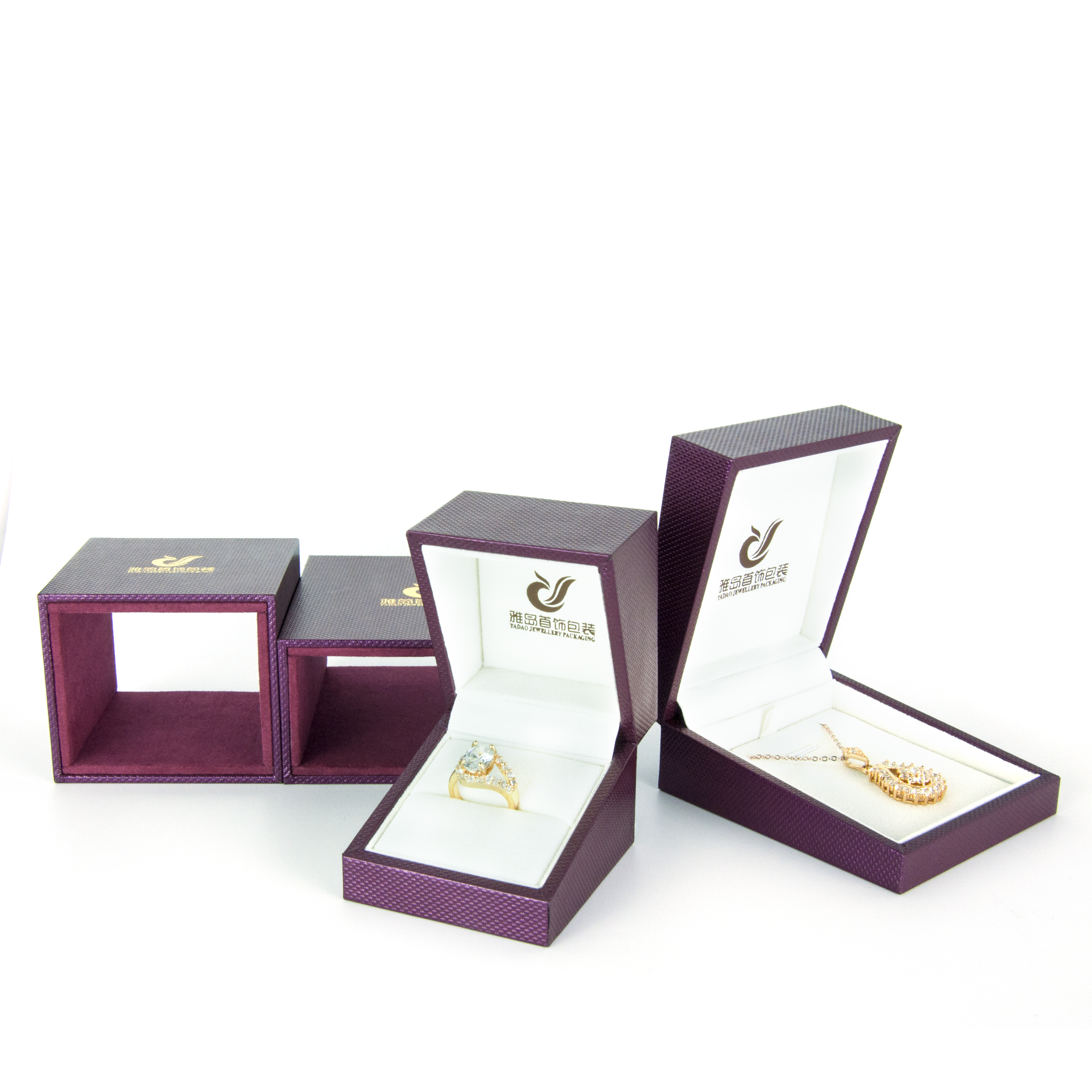 Yadao Luxury Jewelry Box Widened Style Ring Pendant Earrings Packaging Box Logo with Gold in Color