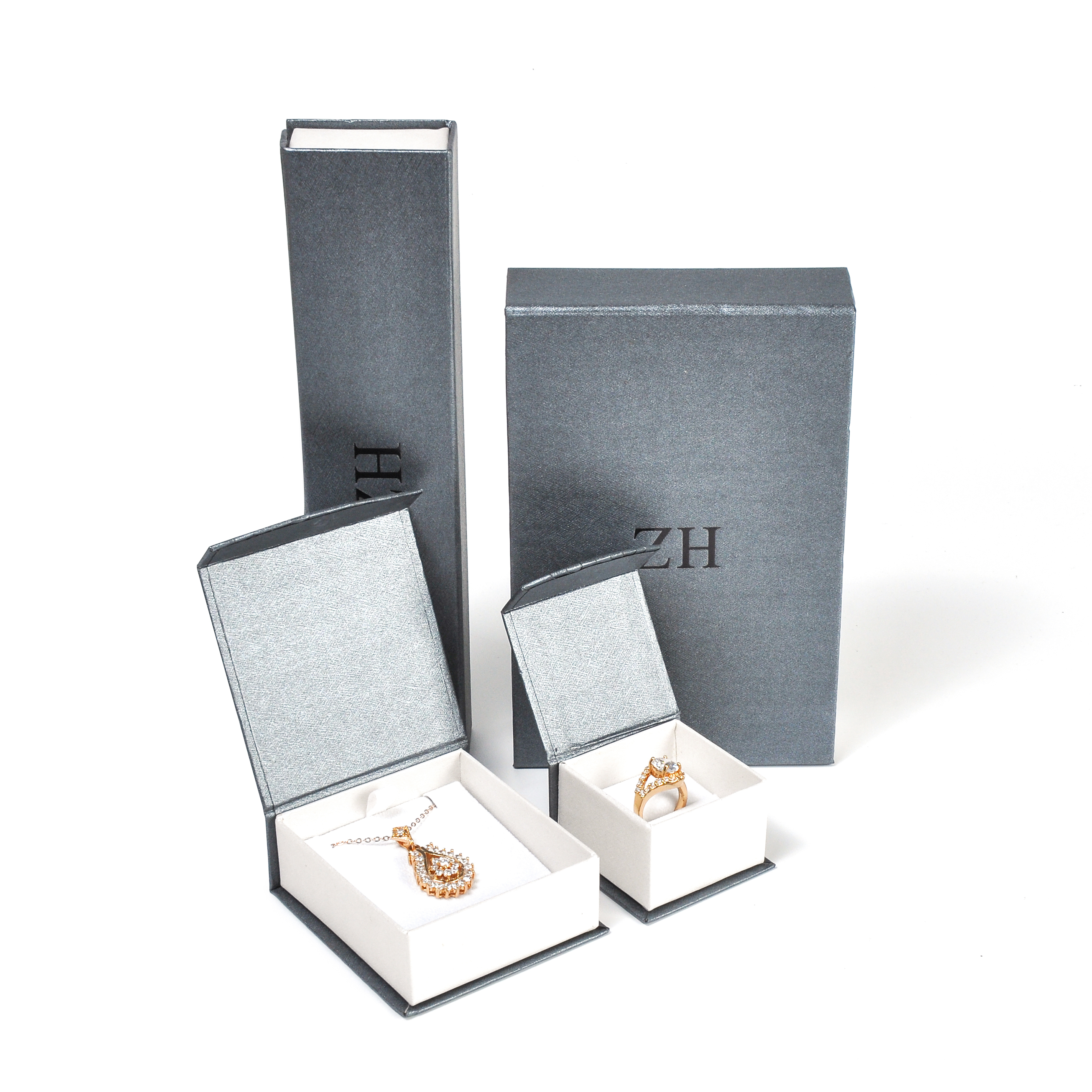 Eco-Friendly Jewelry Box Necklace Ring Bracelet Packaging Magnet Flip Box Custom Insert Pad