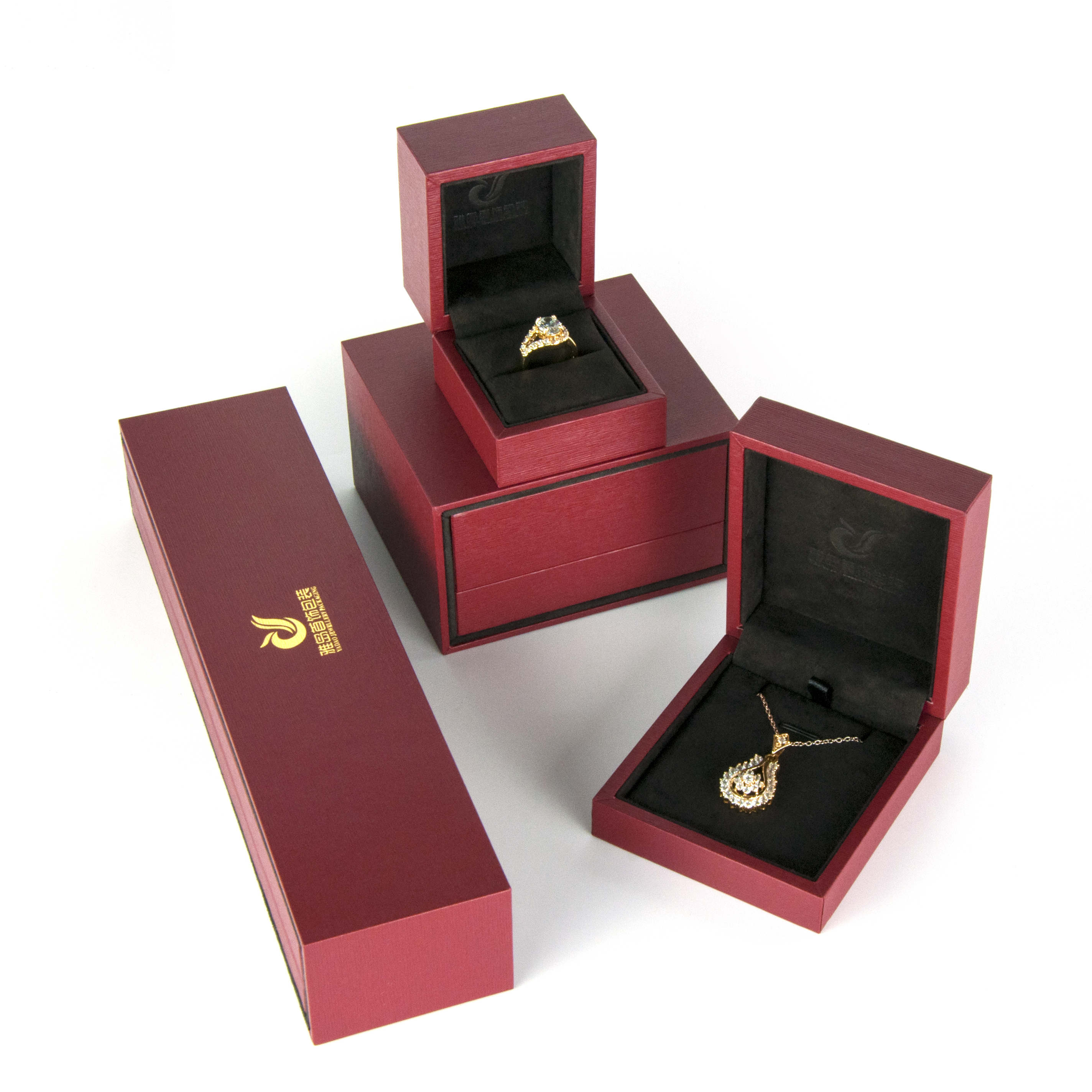 Luxury Red Custom Color Jewelry Box Plastic Box with Outer Packaging