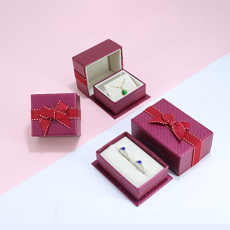 Custom new style red leather box set with lace decoration design for jewelry gift packaging