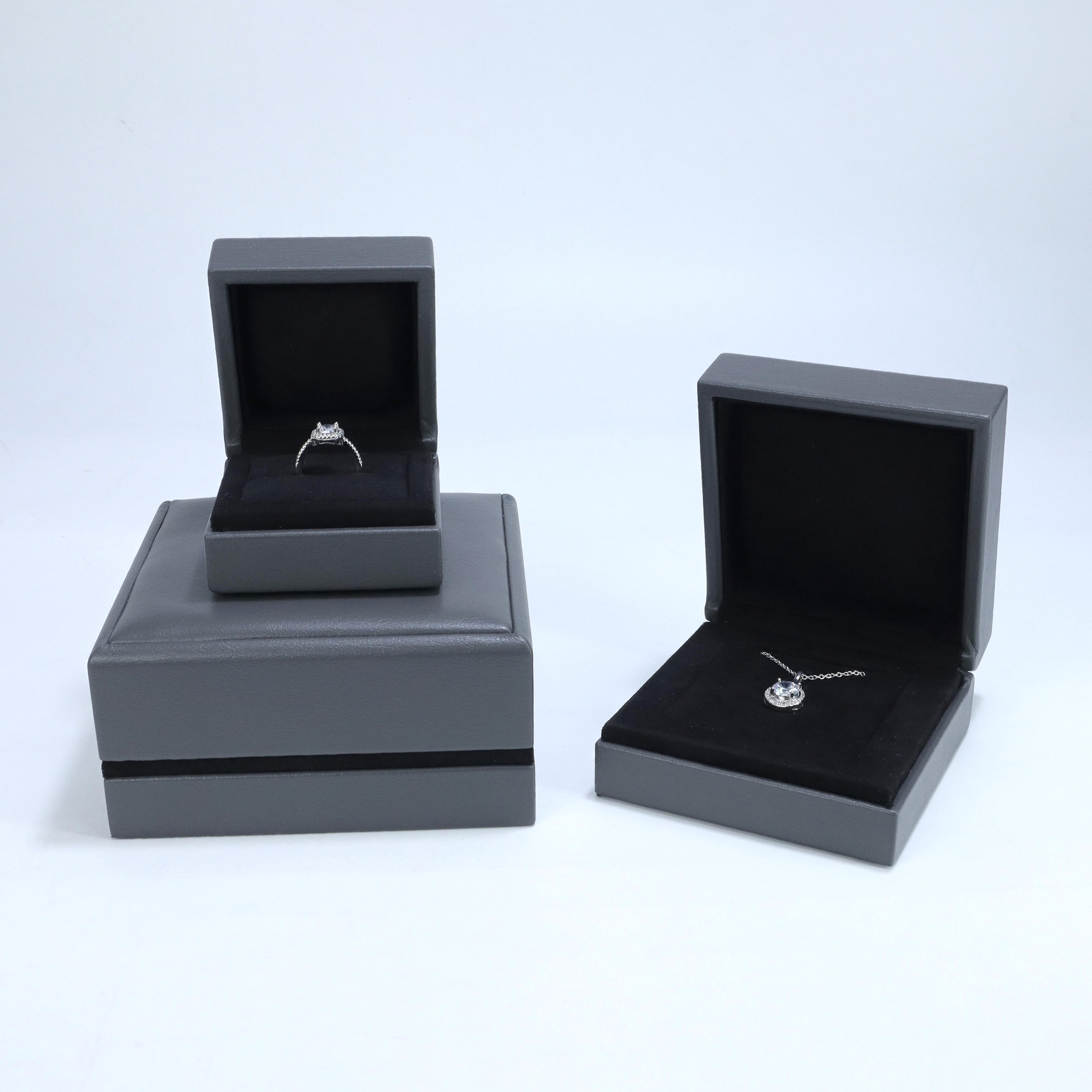 Pu Leather Jewelry Box Custom Ring Earrings Necklace Box Velvet Insert Pad