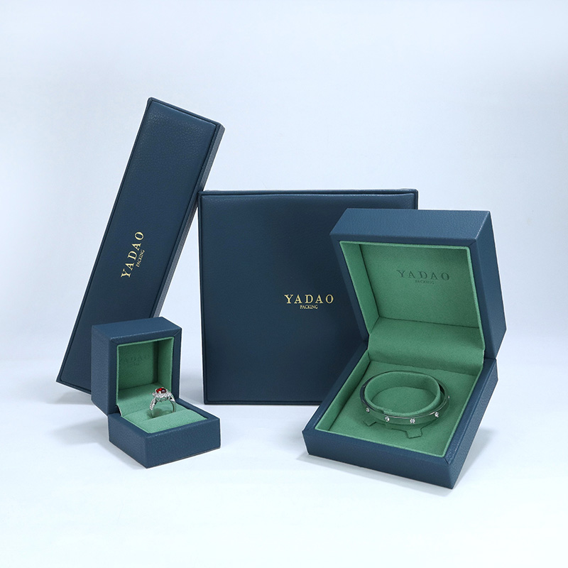 Custom drack blue high-ed leather box jewelry packging display box
