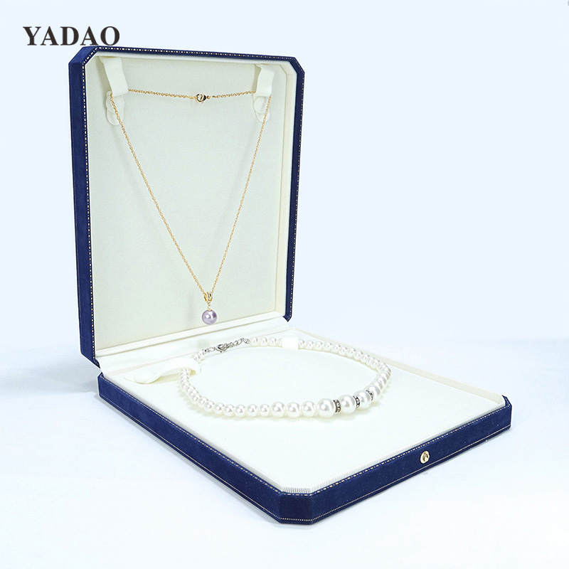New style Big size deep blue velvet jewelry box for jewelry set packaging display