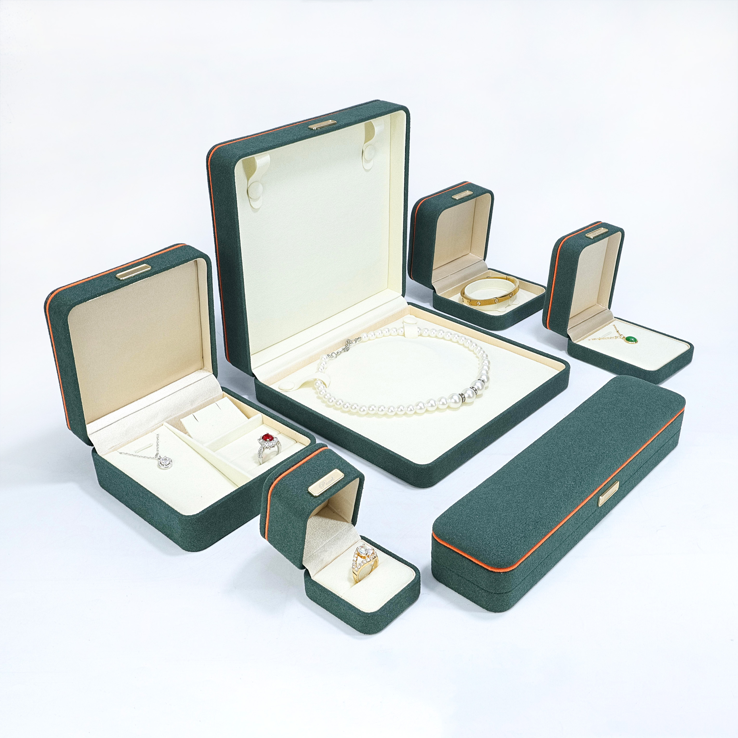 Microfiber Jewelry Box Custom Color Logo Jewelry Storage Box Small Medium Large Size