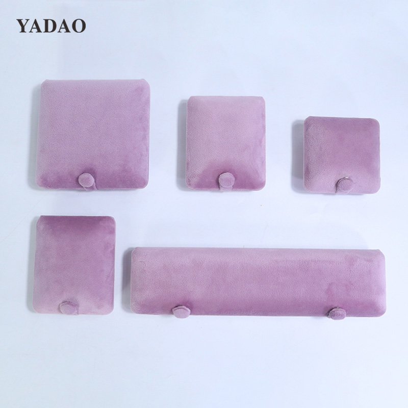 Double-sided button rings bangle nacklace box custom pink velvet jewellery boxes set