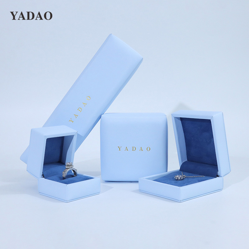 New style 2024 jewellery box set Blue leather velvet high-quality jewelry packaging box