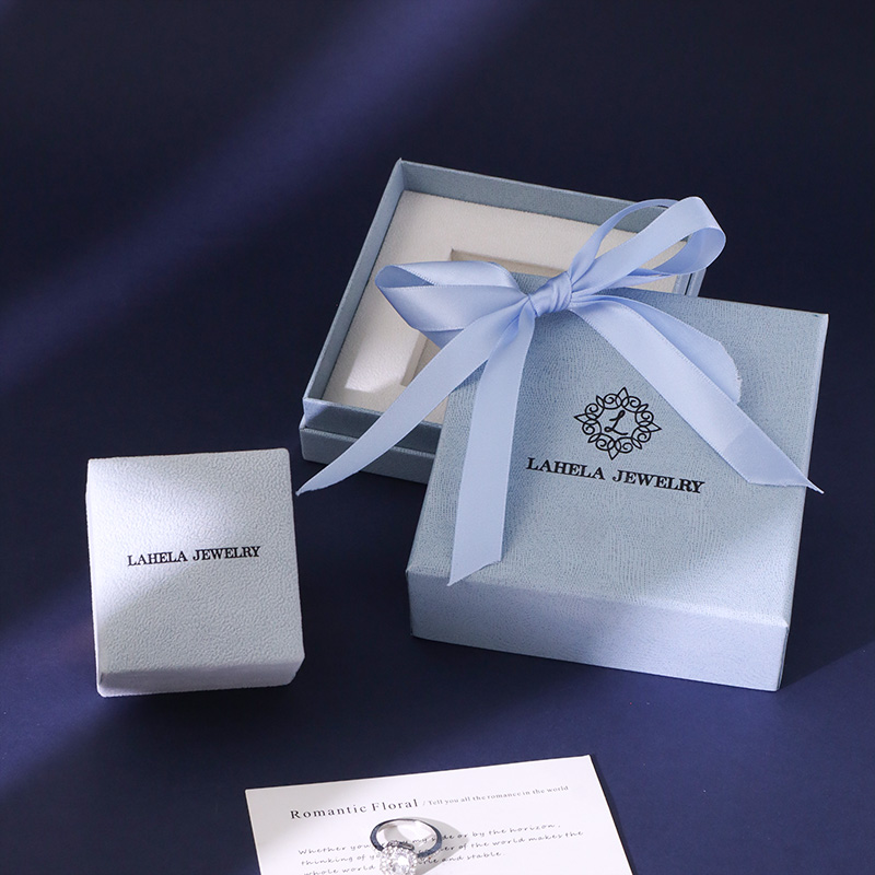 New fashion baby blue packaging diamond ring gift customize fine jewellery box