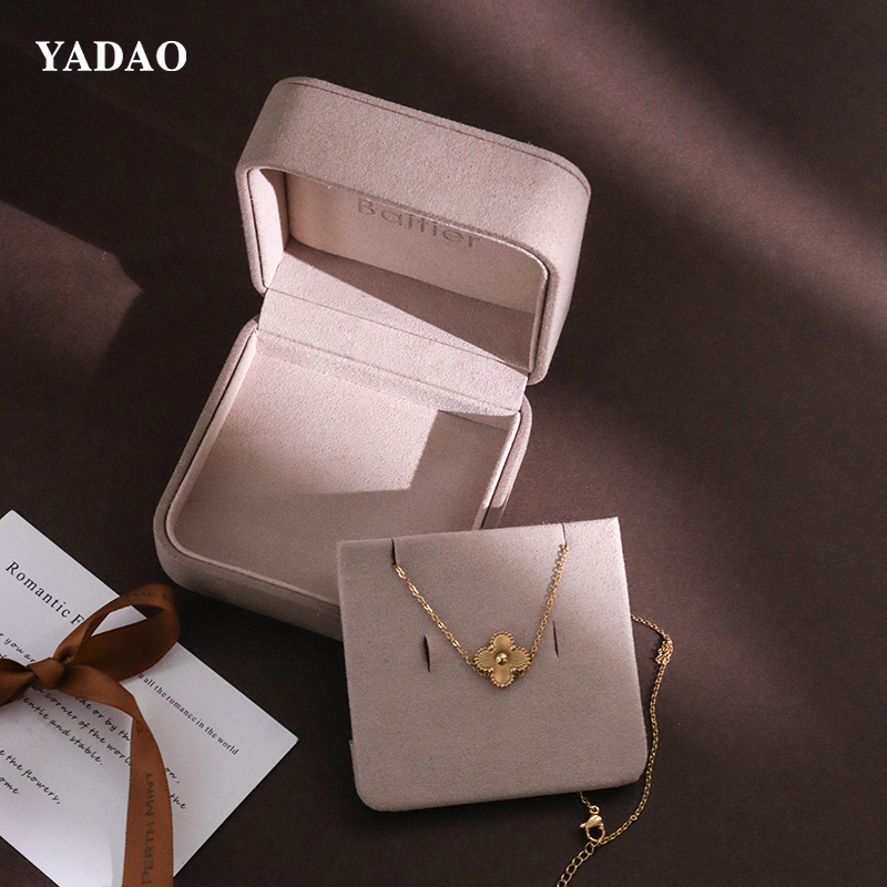 Original design new logo craft high end microfiber any colors jewelry pendant necklace box round corner