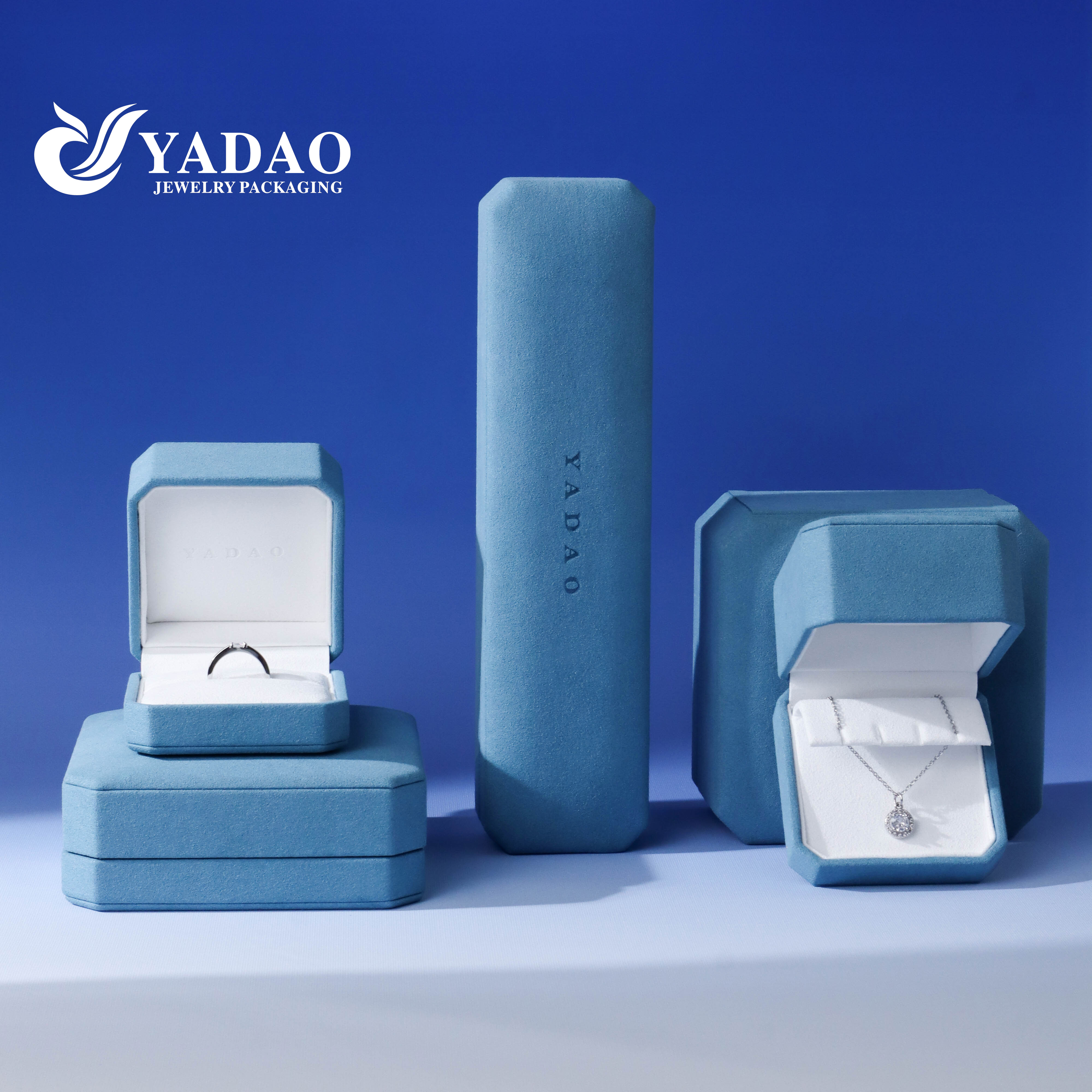 Custom luxury jewelry boxes premium microfiber elegance style fashion branded packaging set