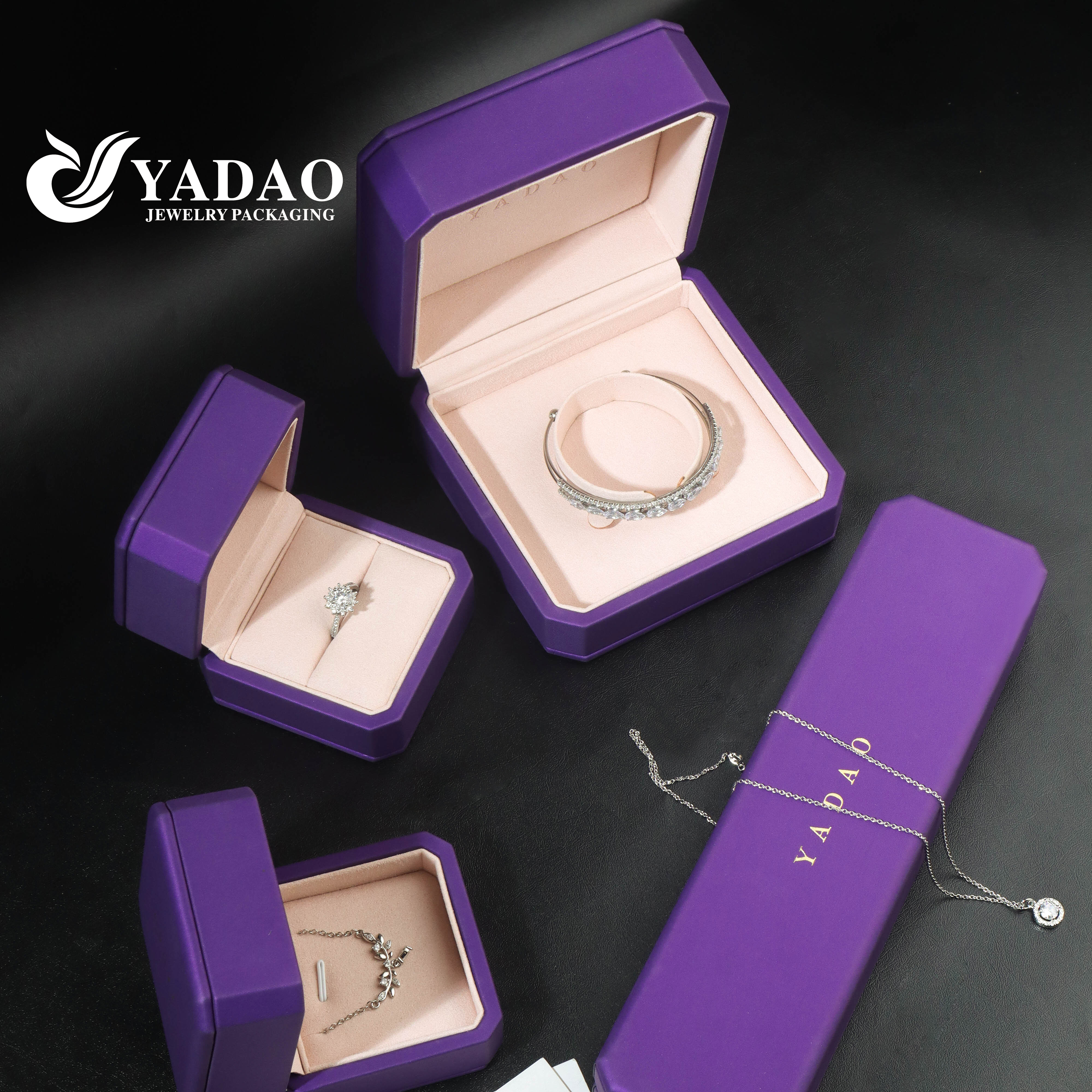 Mysterious purple leather colorful gemstone fine jewelry packaging box
