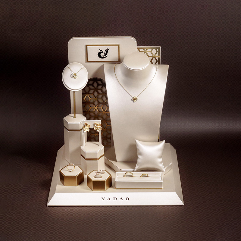 Metal texture Champagne gold leather jewelry exhibition shop display props set