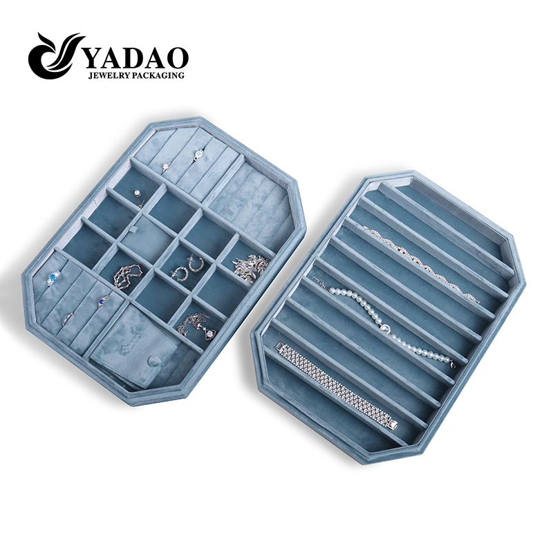 colorful gemstone jewellery accessory boutique store storage display velvet tray with lid protect