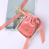 China Peach Pink velvet drawstring pouch manufacturer