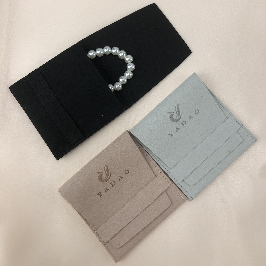 Yadao Bolsa de joyería de regalo de joyería de terciopelo de microfibra OEM personalizada con bolsas de joyería de logotipo con botón