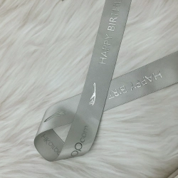 porcelana Yadao gray ribbon with silver logo printing fabricante