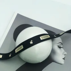 China Yadao black ribbon with customize golden logo manufacturer
