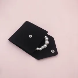 China Black microfiber pouch button closure envelope shape bag manufacturer