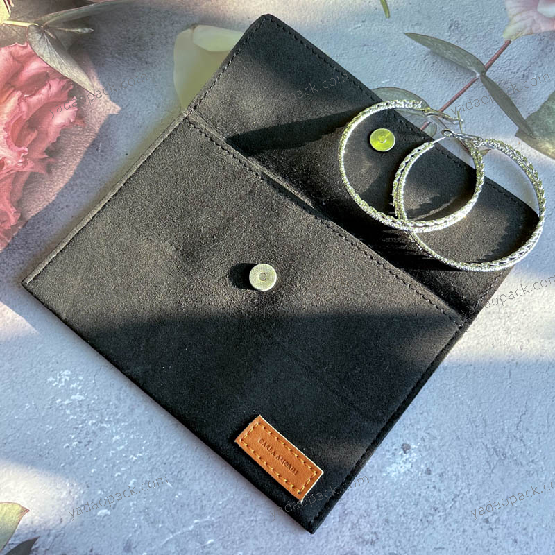 Black Microfiber Pouch with snap closure