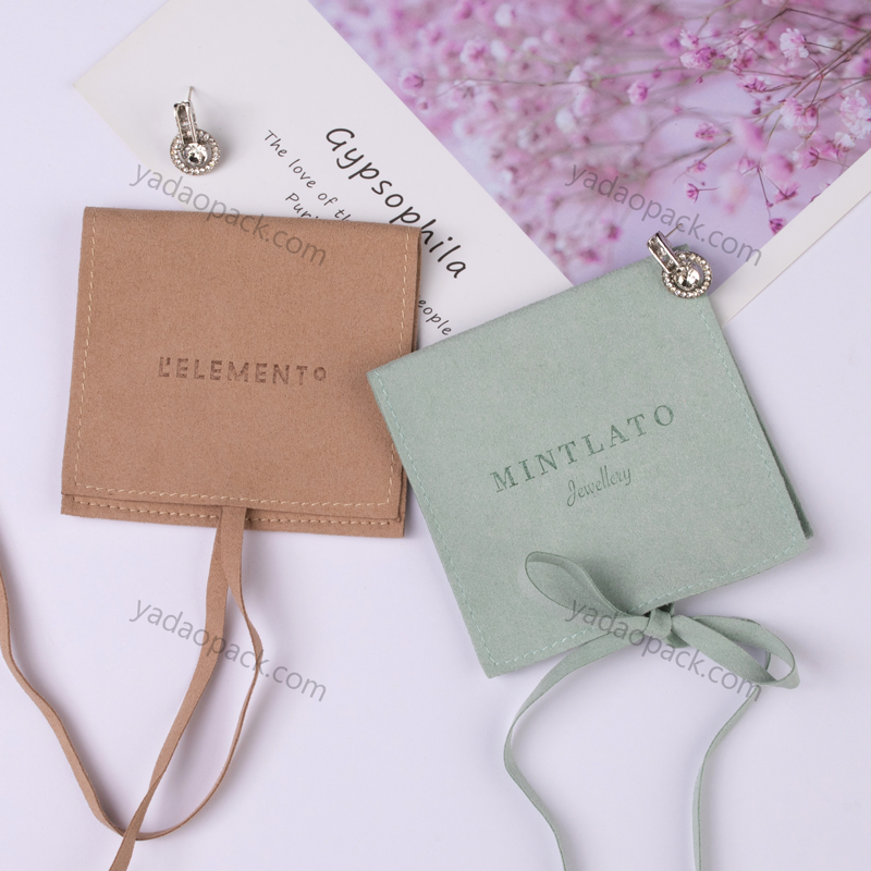 Envelope microfiber pouch in nude and summer green color