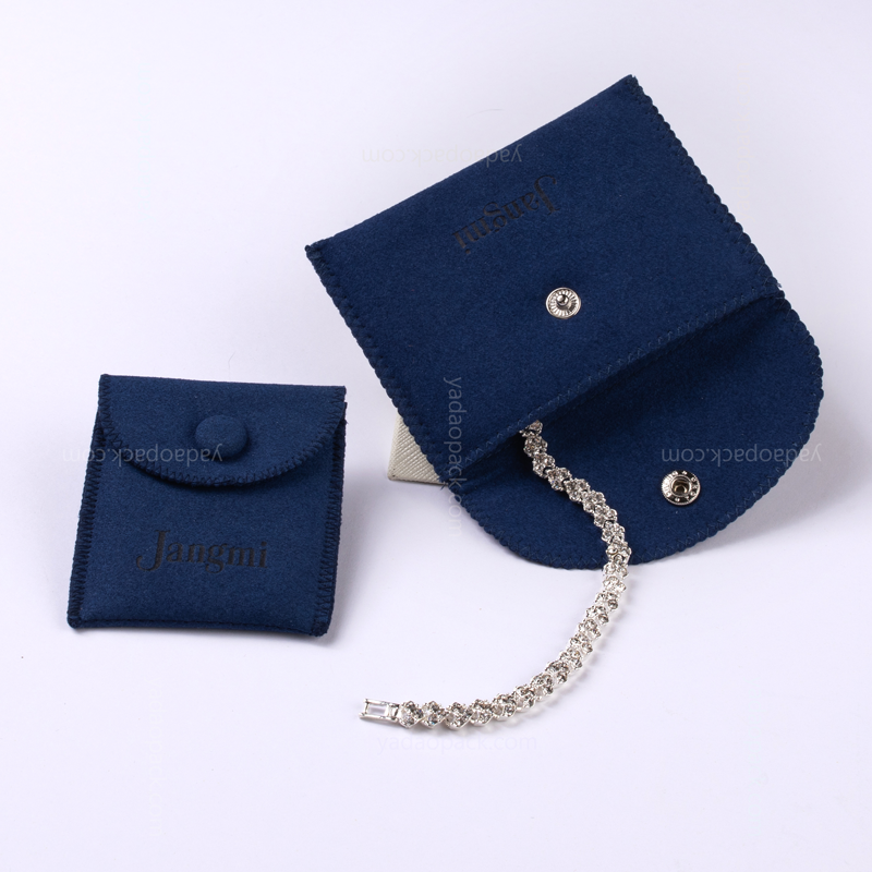 royal blue microfiber snap pouch bag with sponge inner