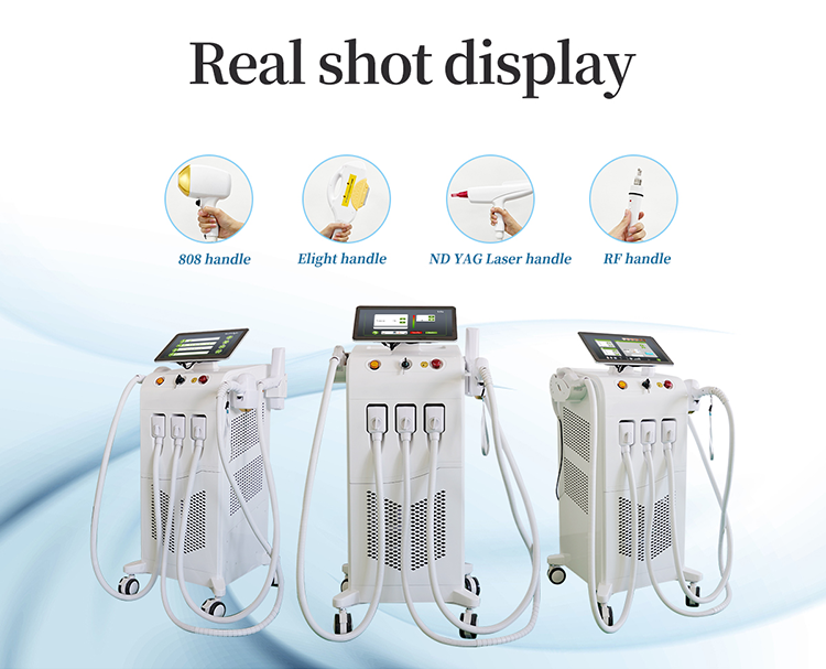 4 in 1 Multifunctional diode laser hair removal elight ipl hair removal nd yag tatoo removal machine with rf