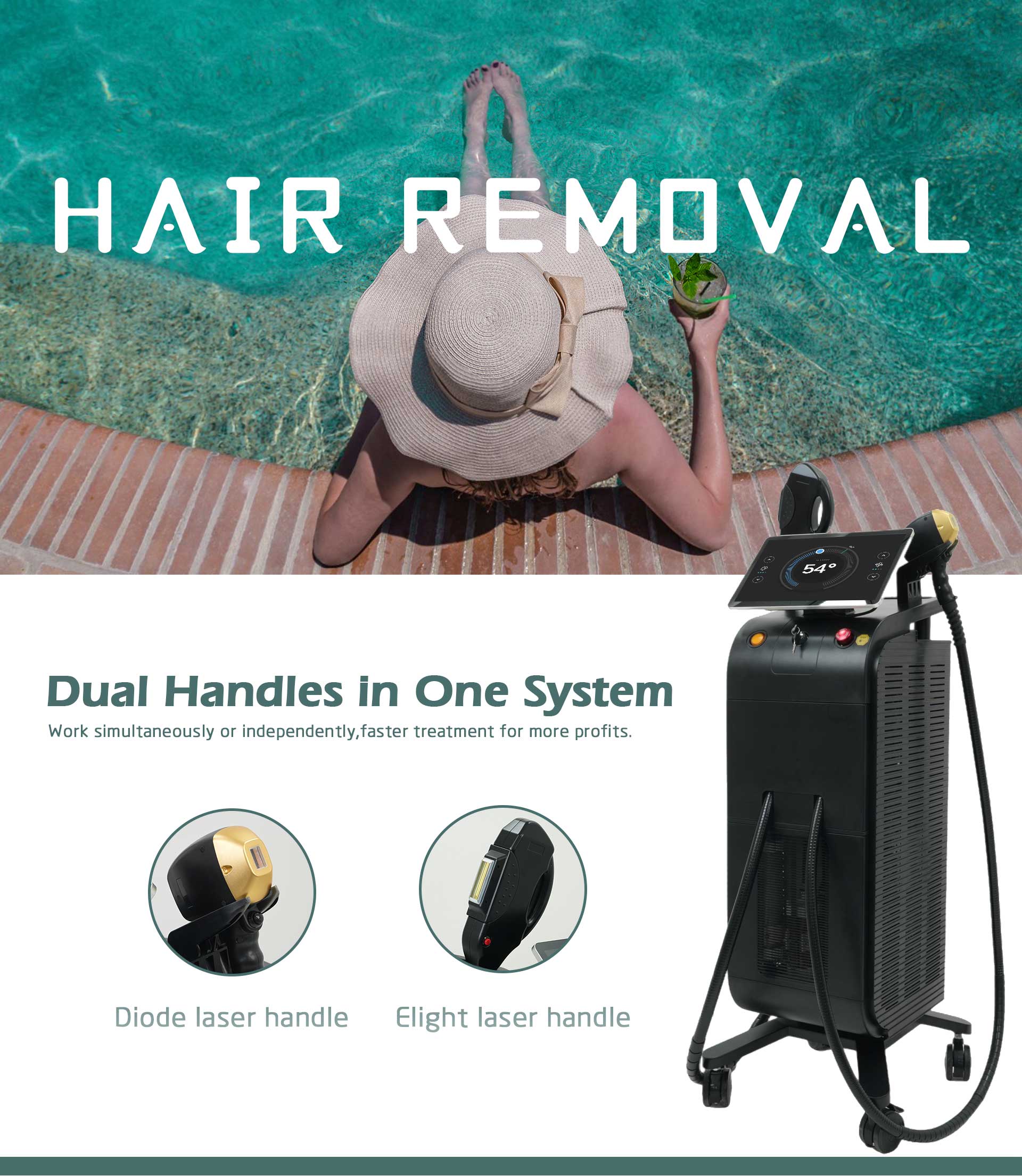 2 in 1 Multifunctional elight ipl rejuvenation diode laser hair removal machine
