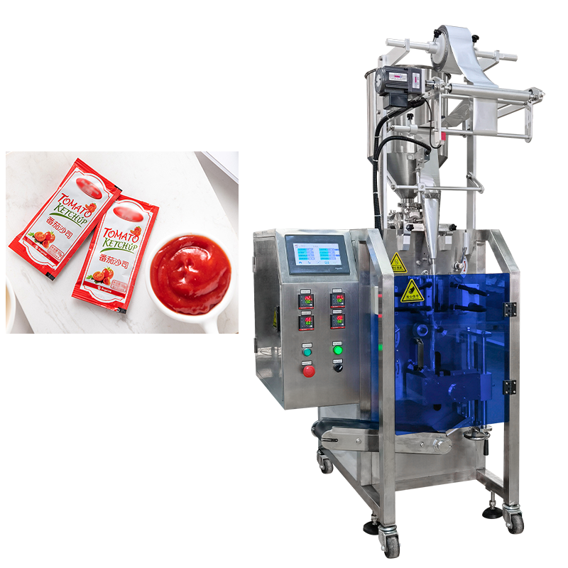 China Full Automatic 4 sides sealing Liquid Sachet Bag Tomato Sauce Filling and Packing Machine Easy To Operate