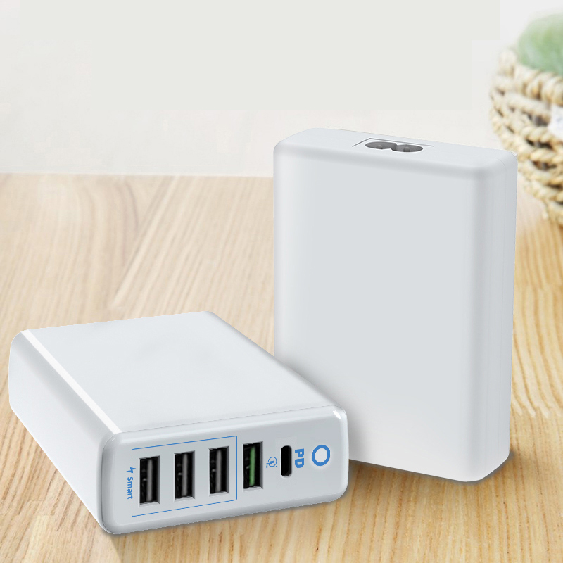 60W PD Charge rapide USB C Chargeur QC 3.0 Port et 3 ports USB Chargeur rapide