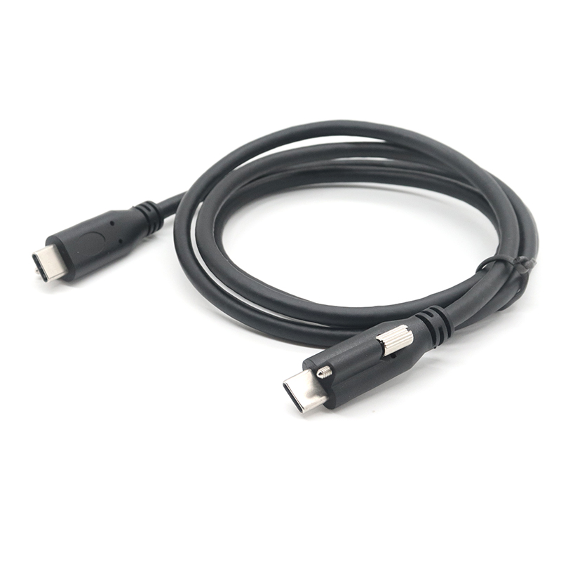 USB 3.1 Type C male naar male kabel met enkele schroef met paneelmontage