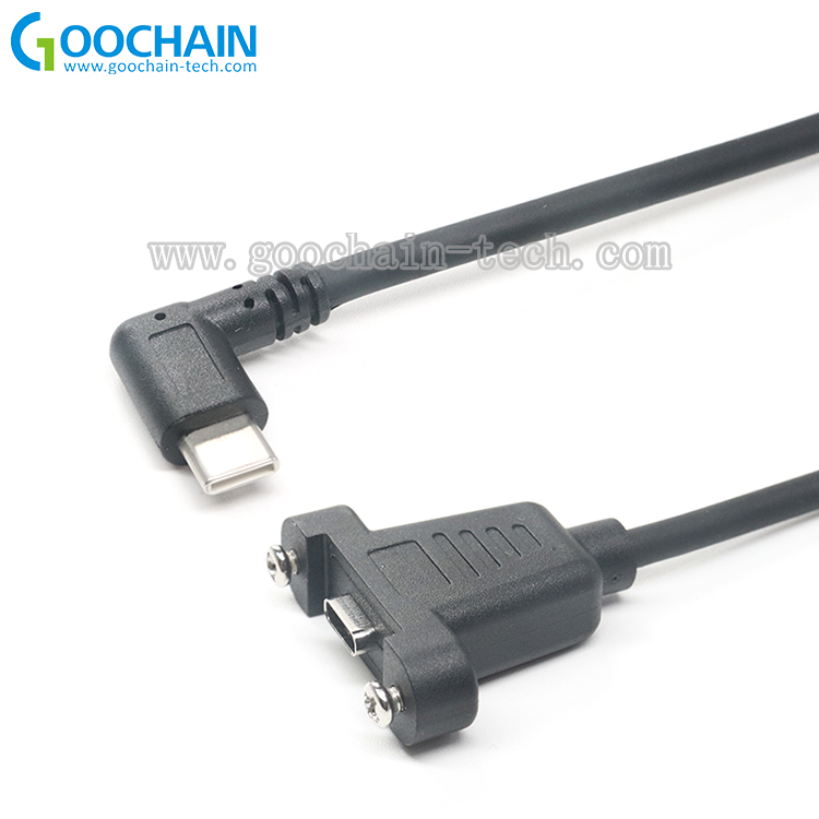 Personnalisé de type C 60 degrés USB mâle à double vis Lock USB 3.1 Type C Câble d\'extension femelle