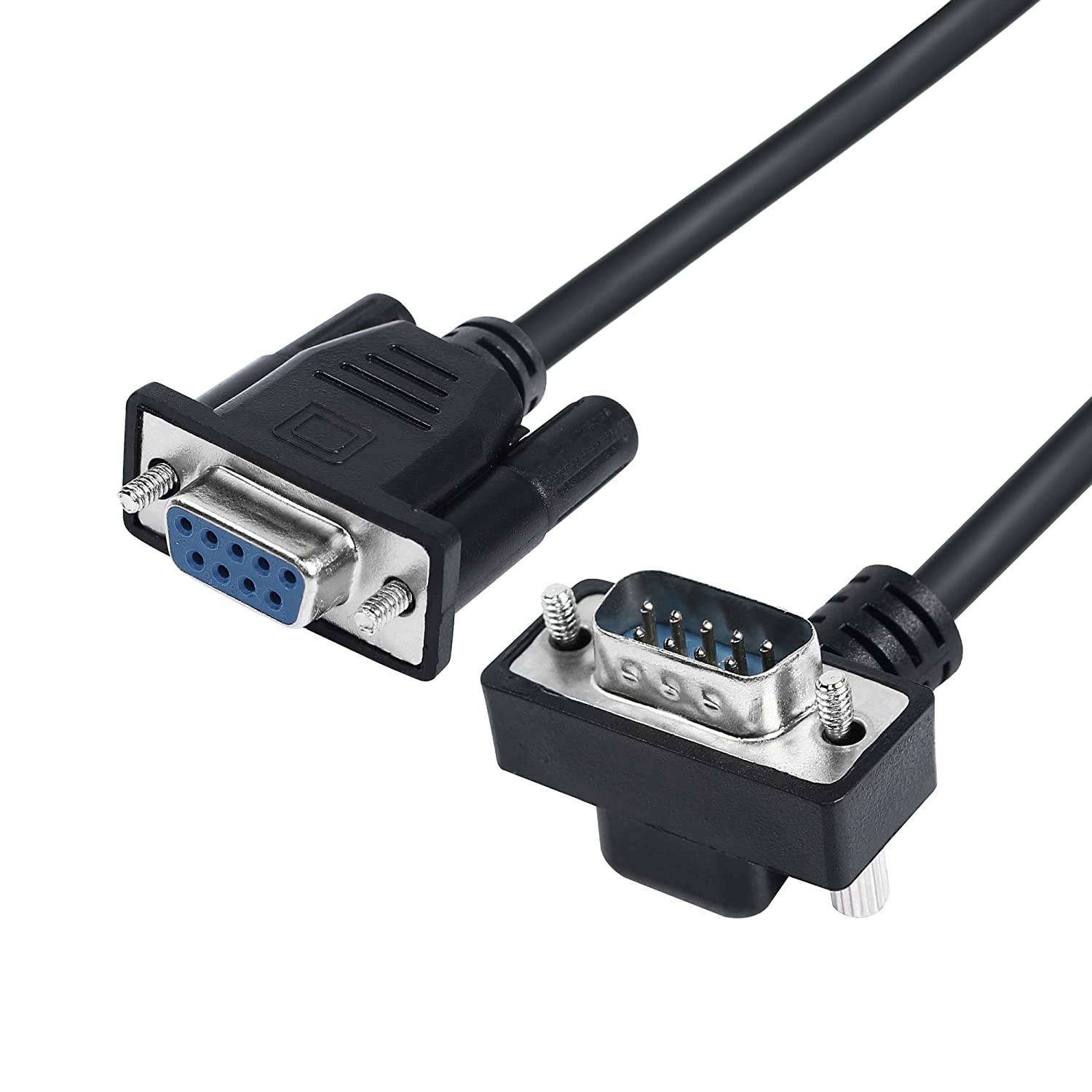 Câble série DB9 RS232 à angle élevé personnalisé, câble adaptateur DB9 mâle à femelle pour la communication de données