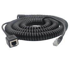 China Spring coiled RJ12 6P6C Male to RJ12 6P6C Female extension spiral telephone cable manufacturer