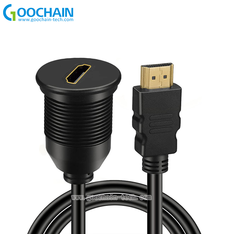 Waterdichte HDMI Man-vrouw Auto Mount Flush Verlengkabel Truck Boot Motorfiets Dashboard Flush Mount kabel fabriek