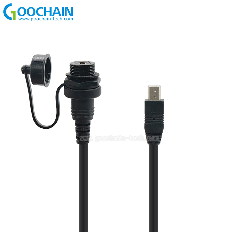 waterproof Mini USB Car Mount Dash Flush Extension Cable for Car, Boat, Motorcycle, Truck Dashboard