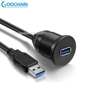 Çin USB 3.0 Su Geçirmez Vidalı Panel Montajlı Dash Gömme Uzatma Kablosu, Araba, Tekne, Motosiklet, Kamyon Panosu için üretici firma