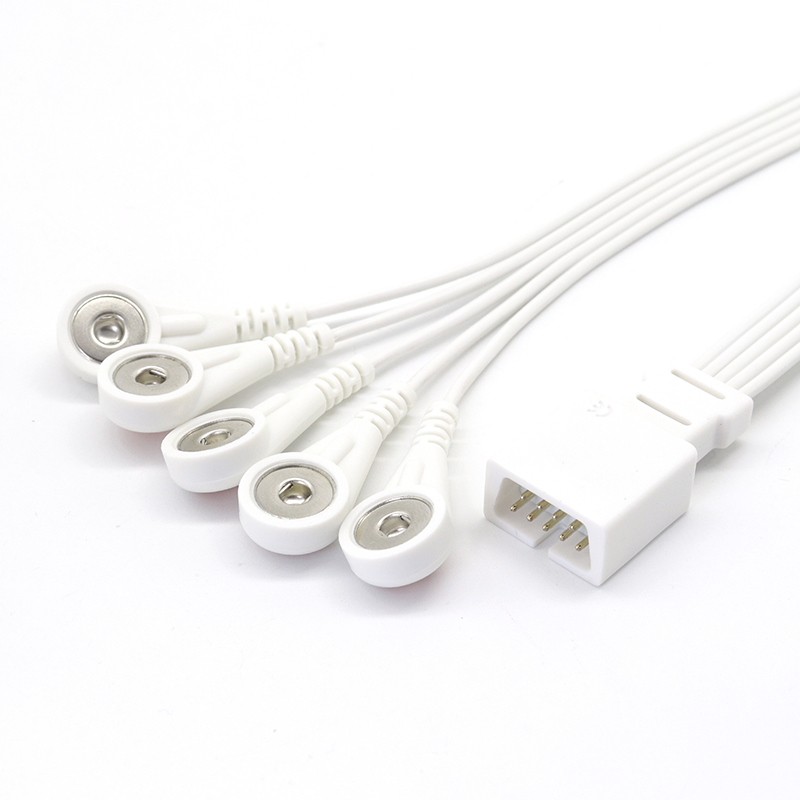 DB9 ECG EKG EMG 5 leads kabel en elektrode leadwire voor MEK MP1000/MP600/MP500 met AHA/IEC/Snap/Clip/Vet clip