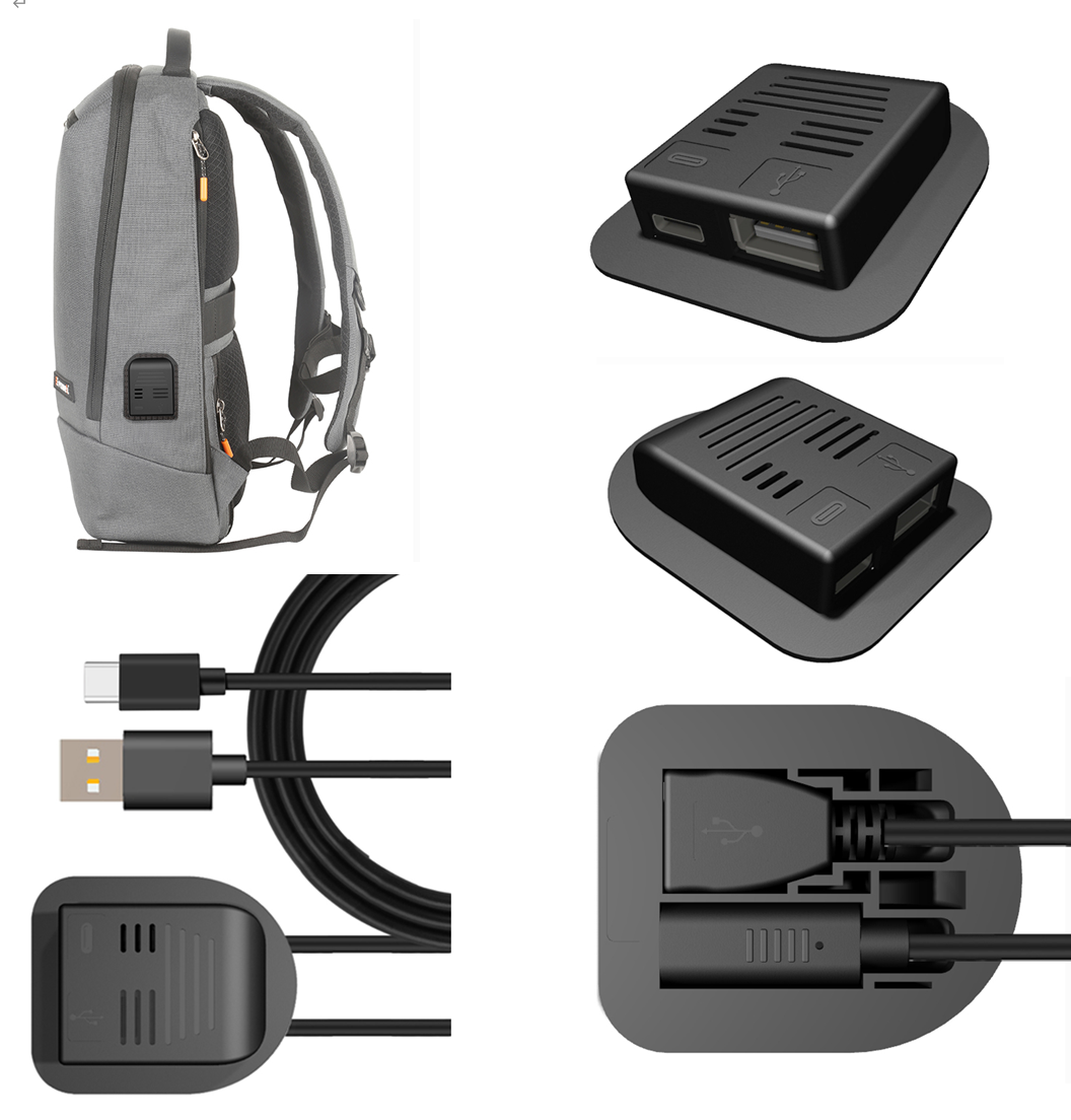 Hersteller von externen USB-Typ-C-Kabeln für Rucksack mit zwei Anschlüssen, USB-Verlängerungskabel für Koffer