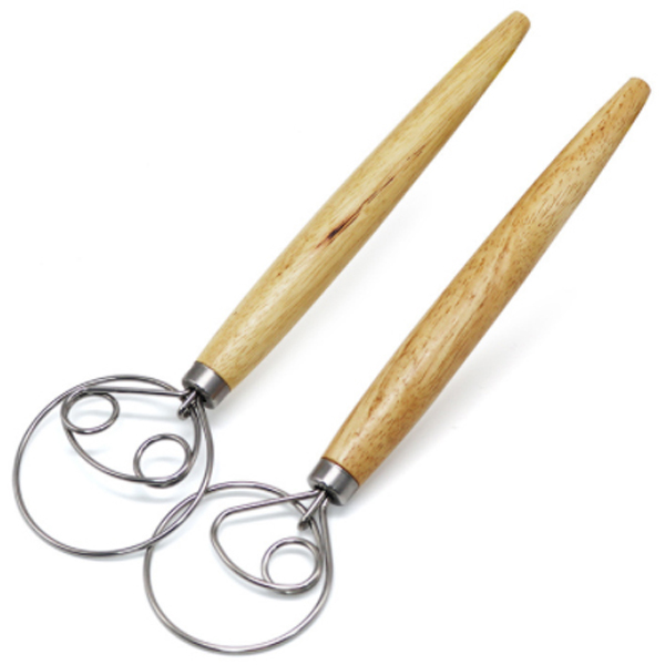 Detuch Dough Whisks Bread Mixer Egg Beater Wooden Handle Dough Whisk Suppliers