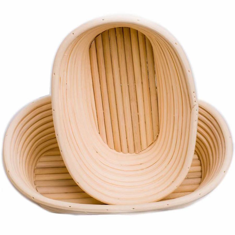 Oval Indonesia Woven Bakery Baskets With Cloth Cover Bread Proofing Basket With Indonesia Rattan