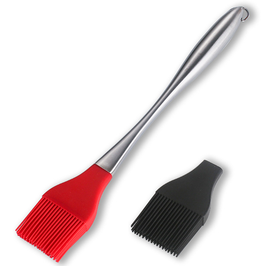 Cepillo de silicona para barbacoa con mango de acero inoxidable 304 Juego de cepillos para salsa para asar a la parrilla para cocinar Cepillo de aceite de silicona