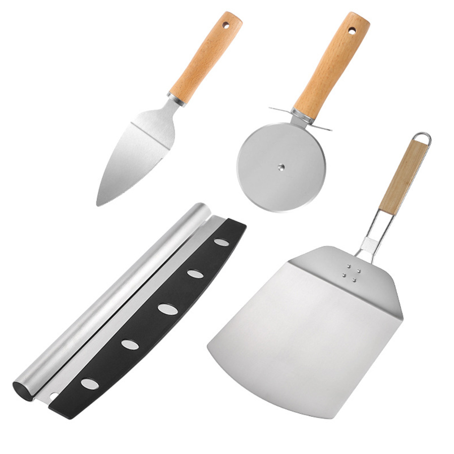 Baking Tool Rolls Cut Pizza Non-Stick Handle Round Pizza Roller Cutter Household Safety Stainless Steel Pizza Lifter