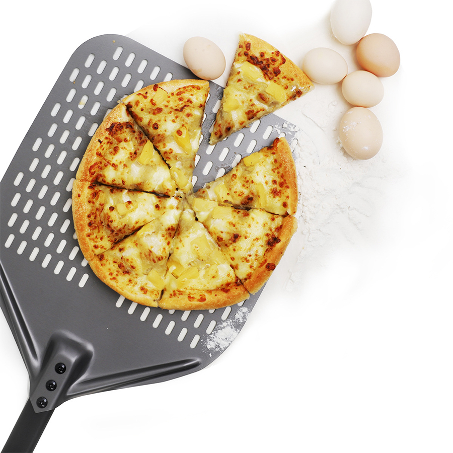 Healthy Cooking Pizza Turning Peel Round With Detachable Beech Handle Stainless Steel Pizza Peel With Cutter Set - COPY - 3qndrr